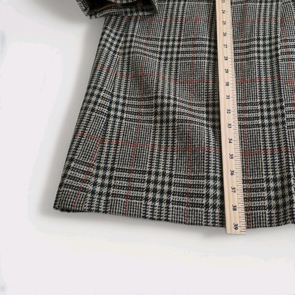 VTG Crombie Wool Coat 44 Glen Plaid LS Lined 1 Vent Buttons Union Made Classic - Picture 7 of 16